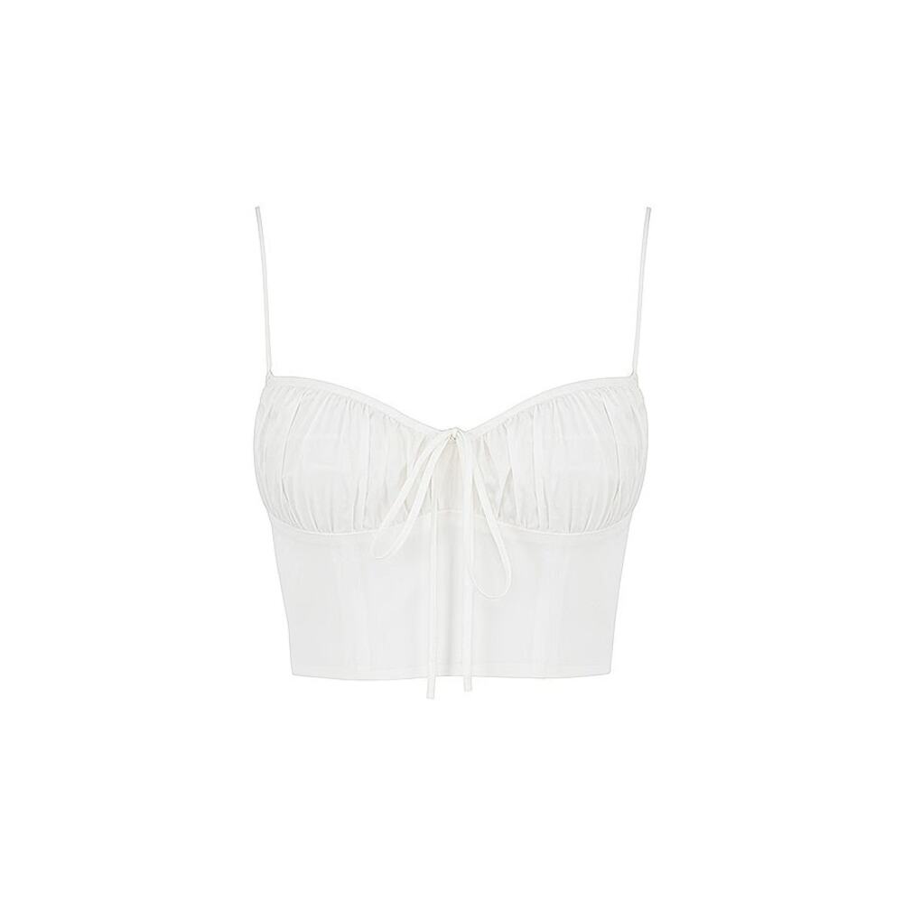 House of CB Lilibeth White Gathered Bustier Top Size Medium - Picture 2 of 7
